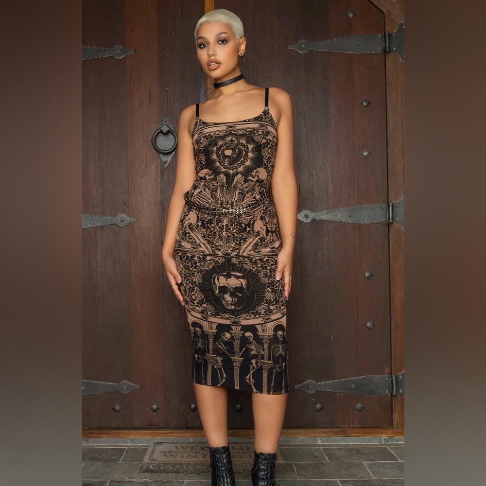 BlackMilk Blood Sacrifice Beige Sheer [lined] Bodycon Slip Dress